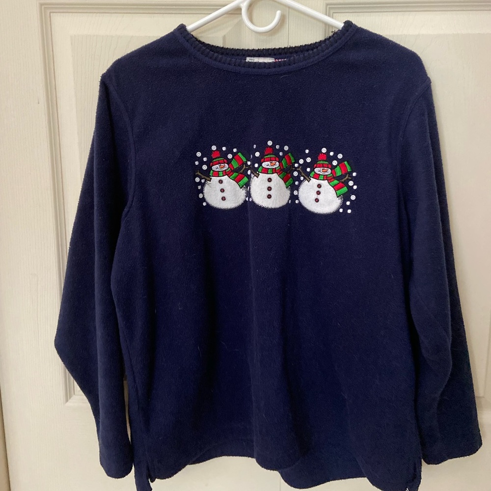 Vintage Jenny Buchanan snowman fleece crewneck SIZE MEDIUM